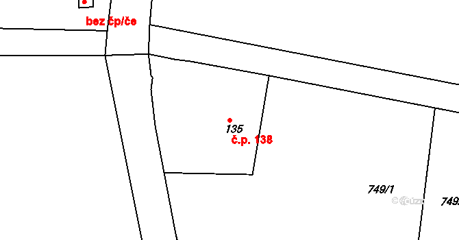 Smrkovice 138, Písek na parcele st. 135 v KÚ Smrkovice, Katastrální mapa