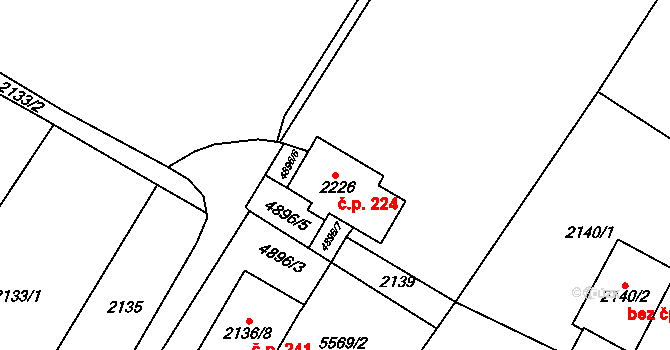 Pražské Předměstí 224, Vysoké Mýto na parcele st. 2226 v KÚ Vysoké Mýto, Katastrální mapa