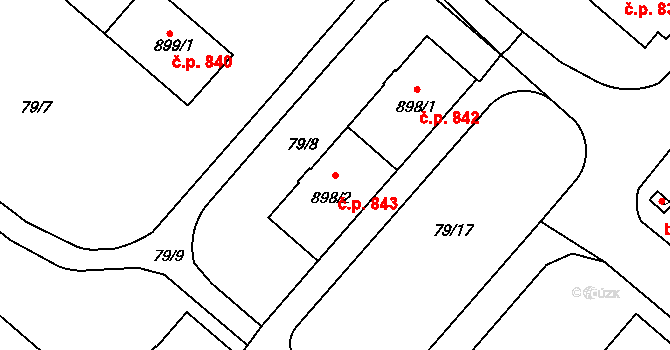 Neratovice 843 na parcele st. 898/2 v KÚ Neratovice, Katastrální mapa
