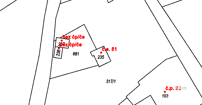 Volšovy 51, Sušice na parcele st. 235 v KÚ Dolní Staňkov, Katastrální mapa