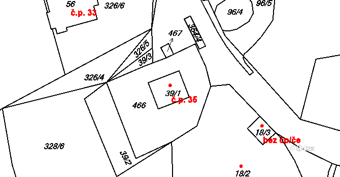Kamýk 35, Švihov na parcele st. 39/1 v KÚ Kamýk u Švihova, Katastrální mapa