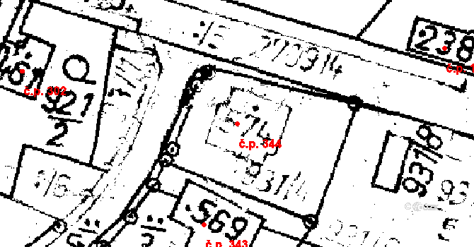 Lukavec 344 na parcele st. 574 v KÚ Lukavec u Pacova, Katastrální mapa