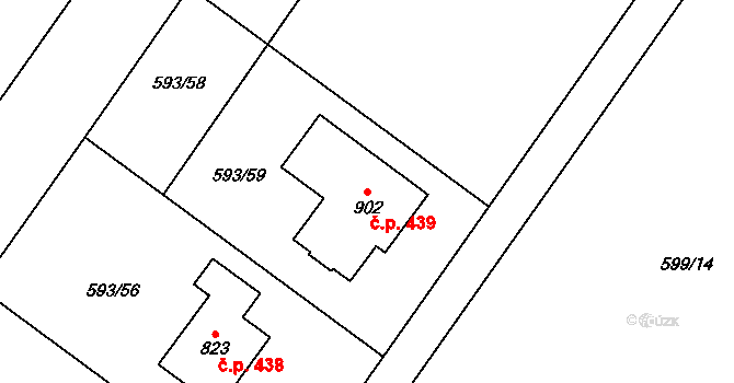 Hrotovice 439 na parcele st. 902 v KÚ Hrotovice, Katastrální mapa