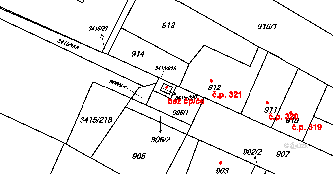 Veselí nad Lužnicí 95305823 na parcele st. 3415/219 v KÚ Veselí nad Lužnicí, Katastrální mapa