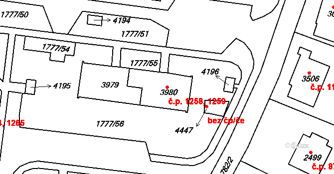 Havlíčkův Brod 1258,1259 na parcele st. 3980 v KÚ Havlíčkův Brod, Katastrální mapa