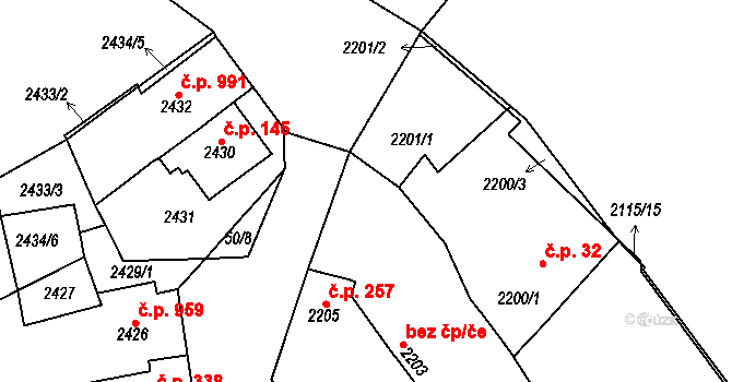 Pohořelice 31 na parcele st. 2203 v KÚ Pohořelice nad Jihlavou, Katastrální mapa
