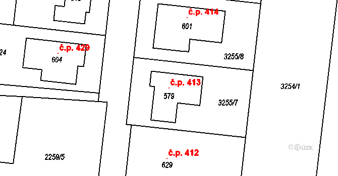 Drnovice 413 na parcele st. 579 v KÚ Drnovice, Katastrální mapa