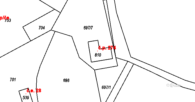 Mašov 274, Turnov na parcele st. 810 v KÚ Mašov u Turnova, Katastrální mapa