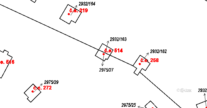 Lančov 514 na parcele st. 2932/163 v KÚ Lančov, Katastrální mapa