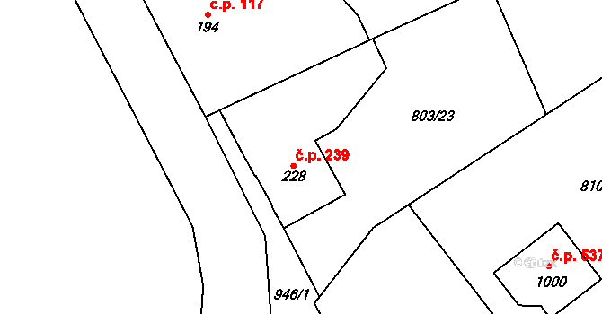 Kokonín 239, Jablonec nad Nisou na parcele st. 228 v KÚ Kokonín, Katastrální mapa