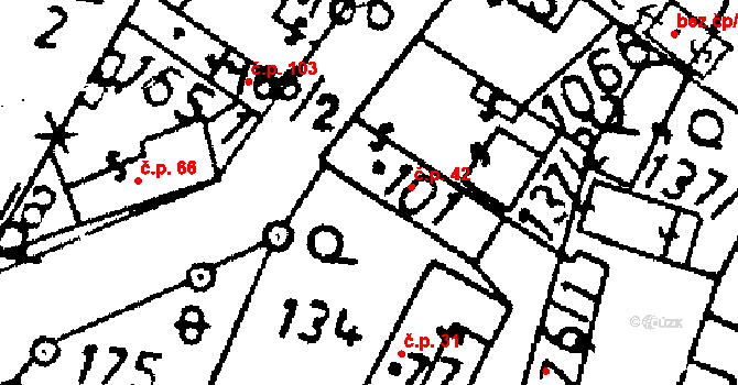 Vanovice 42, Všejany na parcele st. 101 v KÚ Všejany, Katastrální mapa