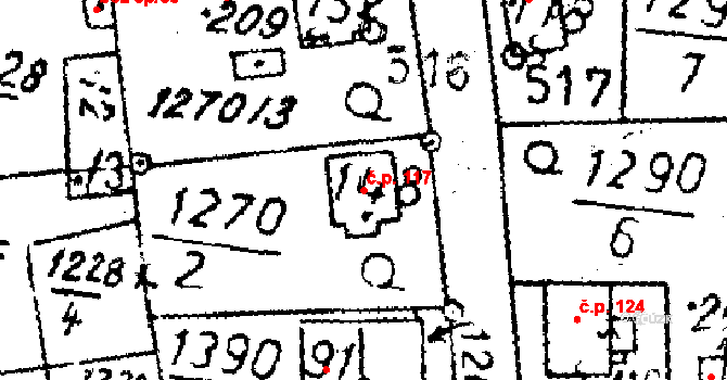 Dlouhý Újezd 117 na parcele st. 148 v KÚ Dlouhý Újezd, Katastrální mapa