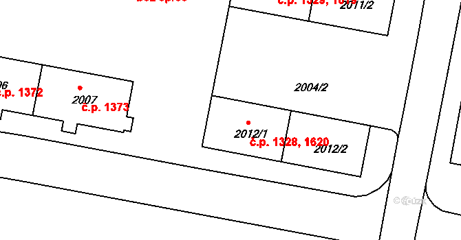 Tachov 1328,1620 na parcele st. 2012/1 v KÚ Tachov, Katastrální mapa