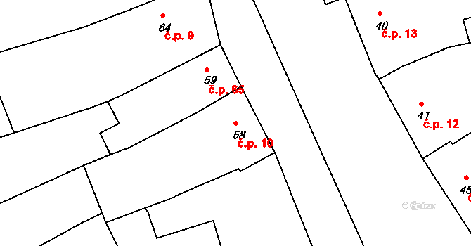 Medlov 10, Zborovice na parcele st. 58 v KÚ Medlov u Zborovic, Katastrální mapa