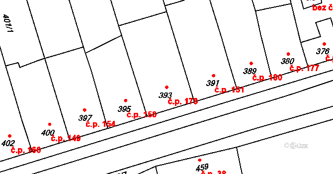 Grygov 178 na parcele st. 393 v KÚ Grygov, Katastrální mapa