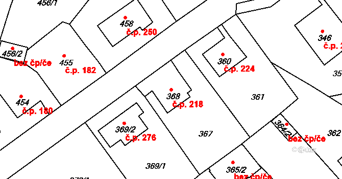 Děčín VII-Chrochvice 218, Děčín na parcele st. 368 v KÚ Chrochvice, Katastrální mapa
