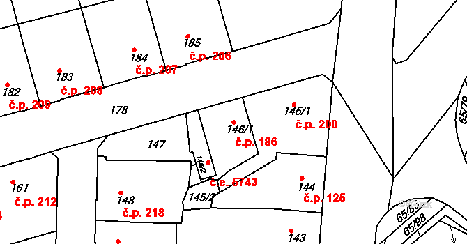 Neštěmice 186, Ústí nad Labem na parcele st. 146/1 v KÚ Neštěmice, Katastrální mapa