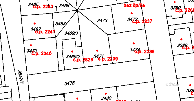 Žižkov 2239, Praha na parcele st. 3471 v KÚ Žižkov, Katastrální mapa