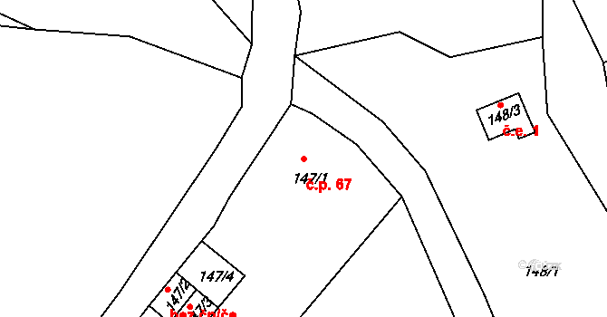 Dolní Libchava 67, Česká Lípa na parcele st. 147/1 v KÚ Dolní Libchava, Katastrální mapa