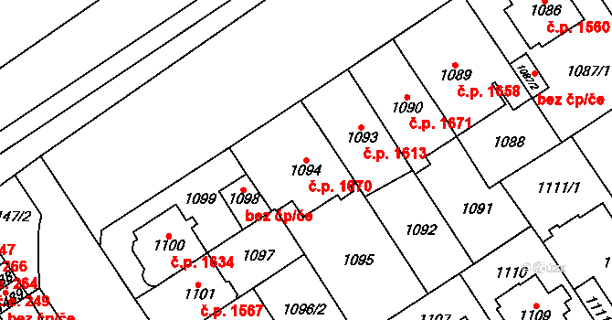 Chomutov 1670 na parcele st. 1094 v KÚ Chomutov I, Katastrální mapa