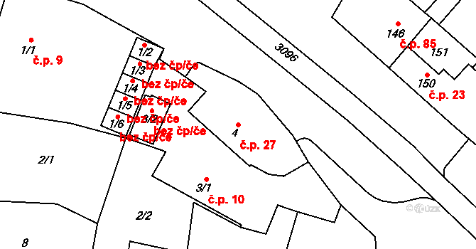 Bolevec 27, Plzeň na parcele st. 4 v KÚ Bolevec, Katastrální mapa