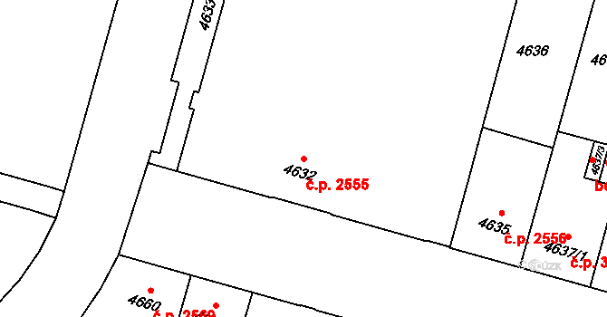 Prostějov 2555 na parcele st. 4632 v KÚ Prostějov, Katastrální mapa