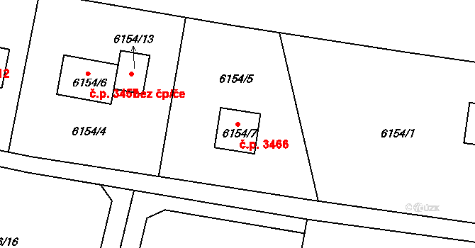 Frýdek 3466, Frýdek-Místek na parcele st. 6154/7 v KÚ Frýdek, Katastrální mapa