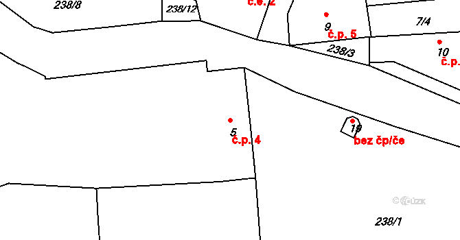 Netovice 4, Slaný na parcele st. 5 v KÚ Netovice, Katastrální mapa