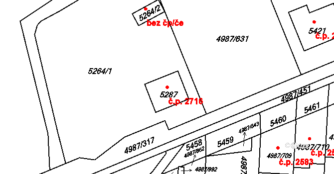 Louny 2716 na parcele st. 5287 v KÚ Louny, Katastrální mapa