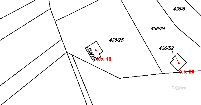 Sokolí 19, Třebíč na parcele st. 436/16 v KÚ Sokolí, Katastrální mapa