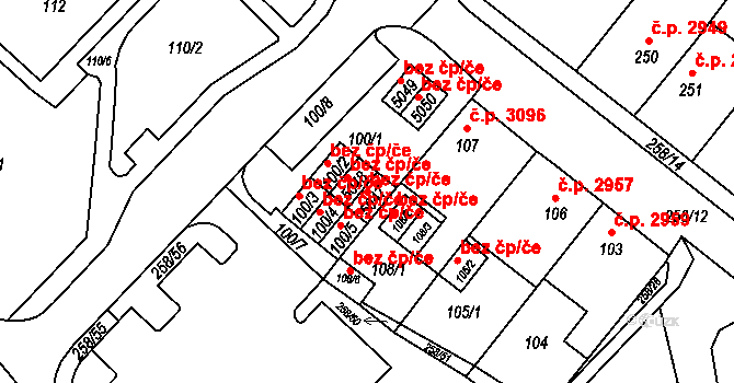 Chomutov 1200 na parcele st. 5047 v KÚ Chomutov II, Katastrální mapa