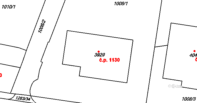 Valdické Předměstí 1130, Jičín na parcele st. 3929 v KÚ Jičín, Katastrální mapa