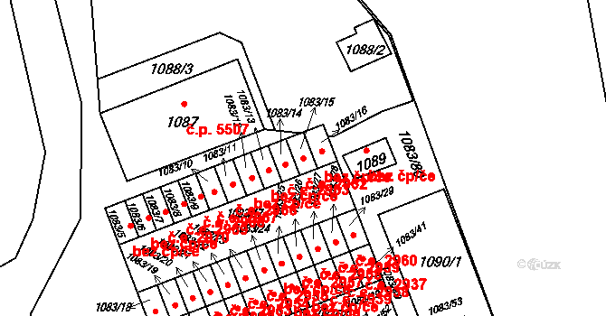 Třebovice 2962, Ostrava na parcele st. 1083/15 v KÚ Třebovice ve Slezsku, Katastrální mapa