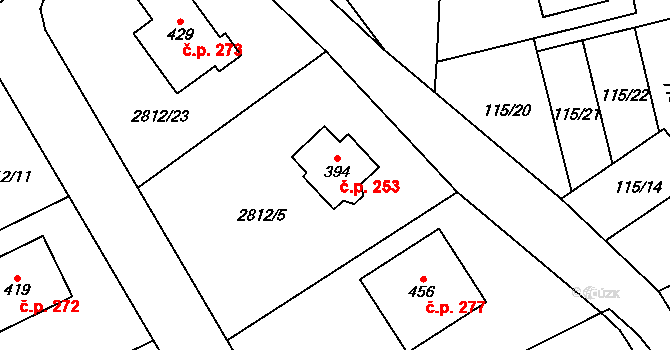 Olešnice 253 na parcele st. 394 v KÚ Olešnice u Trhových Svinů, Katastrální mapa