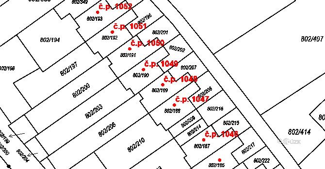 Svinov 1048, Ostrava na parcele st. 802/189 v KÚ Svinov, Katastrální mapa