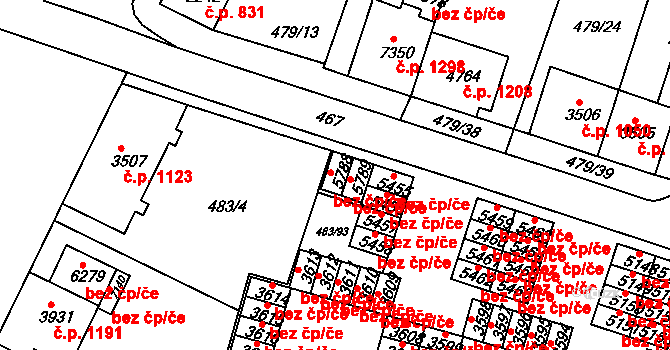 Třebíč 38364824 na parcele st. 5788 v KÚ Třebíč, Katastrální mapa