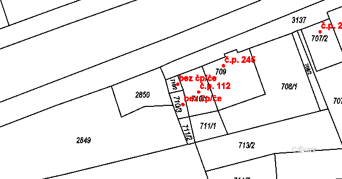 Velešovice 39724824 na parcele st. 710/2 v KÚ Velešovice, Katastrální mapa