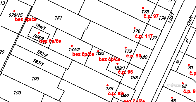 Popůvky 39834824 na parcele st. 182/2 v KÚ Popůvky u Brna, Katastrální mapa