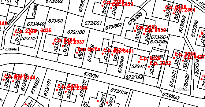 Zlín 2334 na parcele st. 3233/1 v KÚ Zlín, Katastrální mapa