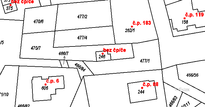 Prachovice 43704824 na parcele st. 246 v KÚ Prachovice, Katastrální mapa