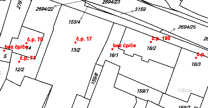 Horažďovice 44699824 na parcele st. 16/1 v KÚ Horažďovice, Katastrální mapa