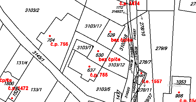 Ivančice 46024824 na parcele st. 530 v KÚ Ivančice, Katastrální mapa