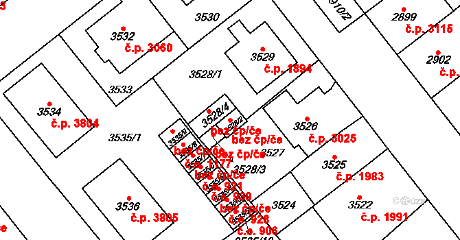 Chomutov 47818824 na parcele st. 3528/2 v KÚ Chomutov I, Katastrální mapa