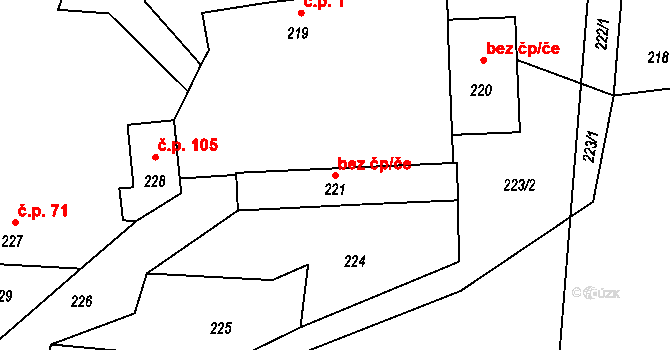 Hůry 48553824 na parcele st. 221 v KÚ Hůry, Katastrální mapa