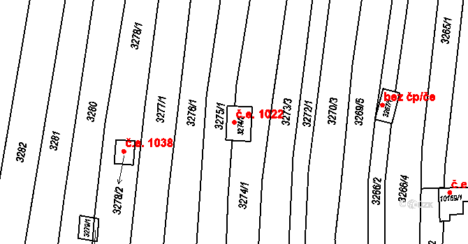 Nivnice 1022 na parcele st. 3274/2 v KÚ Nivnice, Katastrální mapa