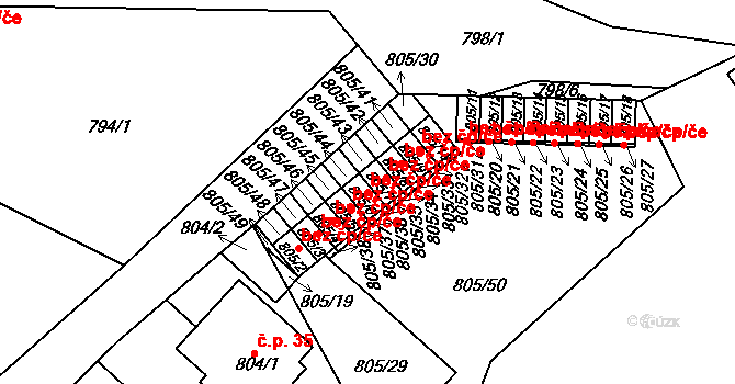 Teplice 49907824 na parcele st. 805/6 v KÚ Teplice-Řetenice, Katastrální mapa