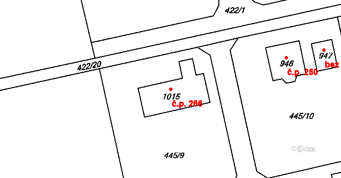 Čisovice 266 na parcele st. 1015 v KÚ Čisovice, Katastrální mapa