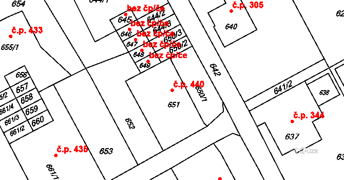Suchdol nad Odrou 440 na parcele st. 651 v KÚ Suchdol nad Odrou, Katastrální mapa