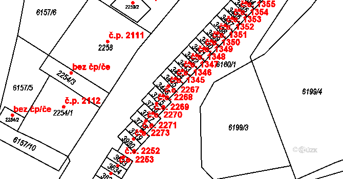 Žatec 1345 na parcele st. 3446 v KÚ Žatec, Katastrální mapa