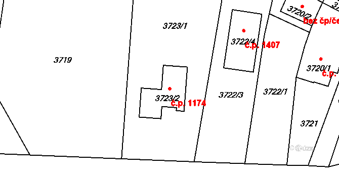 Dolní Lutyně 1174 na parcele st. 3723/2 v KÚ Dolní Lutyně, Katastrální mapa
